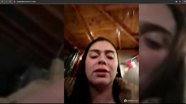 A Chilean woman spits on her boobs and opens her ass hole