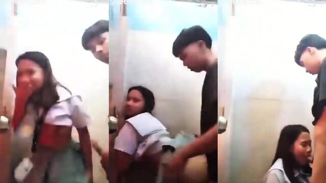 Bathroom sex with the young and tasty brunette