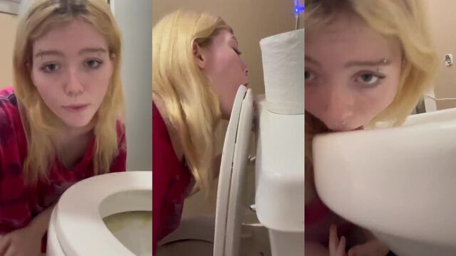 Self-humiliation with a toilet for a young girl