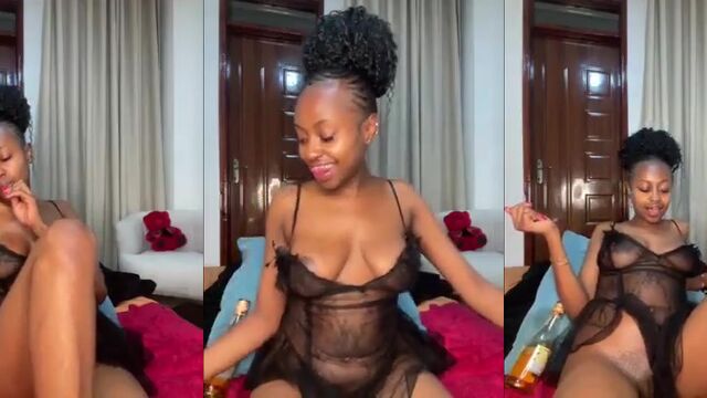 A woman caresses her boyfriend's cock and balls gently