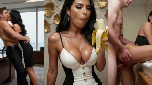 Banana as a cock substitute for blowjob