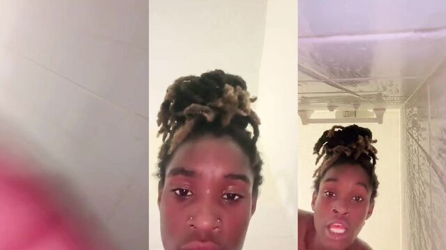 Ebony babe Nae flashes her tits on TikTok live to get money