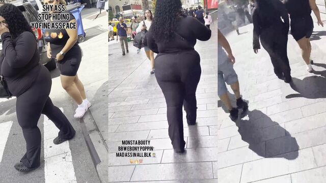 Black BBW Witta Colossal Ass in All Black outfit gets worshiped