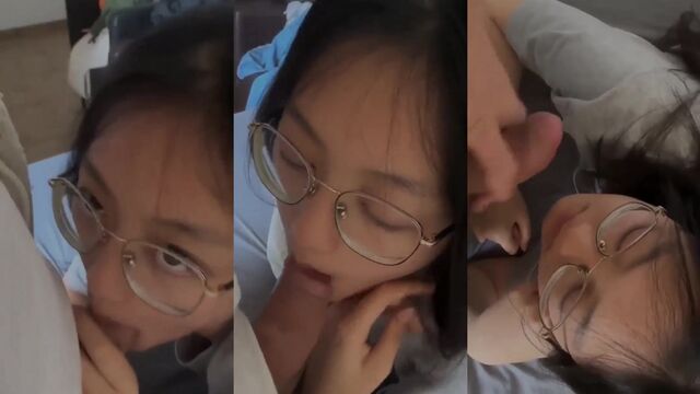 A beautiful Asian teen gave her boyfriend a stunning blowjob