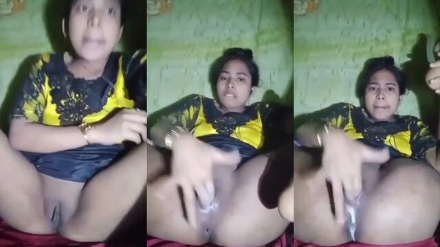 A hot Desi chick strips naked and caresses her body passionately