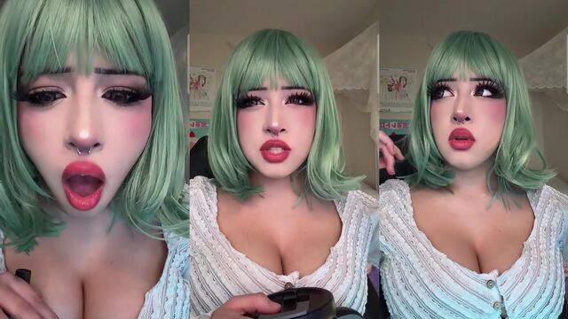 A cute girl can not stop jumping on TikTok live