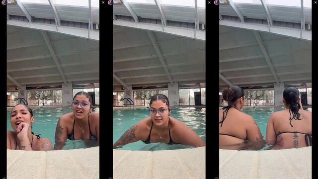 Redbones pool party action straight from TikTok Live