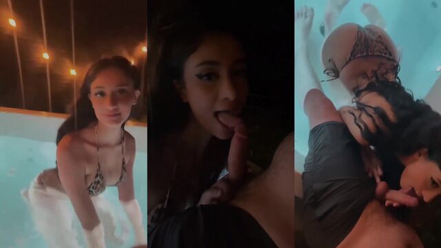 Indian teen makes a blowjob in the swimming pool