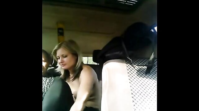 Car sex with a hot girl and her companion on a summer night
