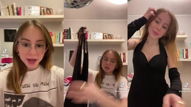 Young Spanish girl Nara Garrido shows her big ass and tits in TikTok style