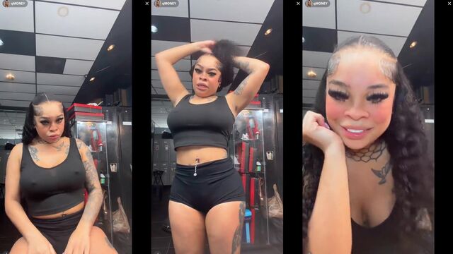 TikTok live streaming with a stripper showing her holes