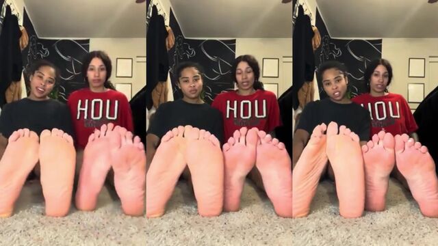 Three bad girls with sexy feet sharing one huge dick