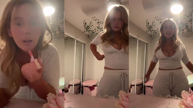 Tanned girl with big boobs has sex on TikTok live