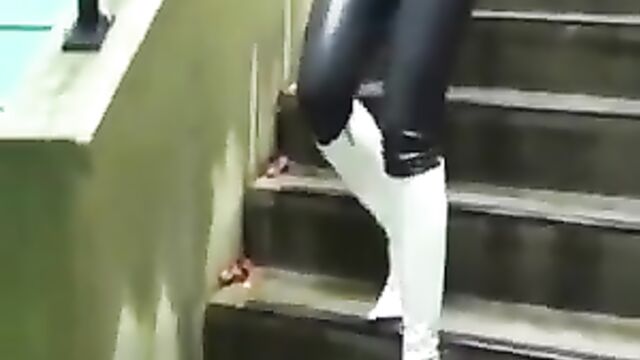 Walking in white boots with the stunning Julie Skyhigh, a Belgian beauty
