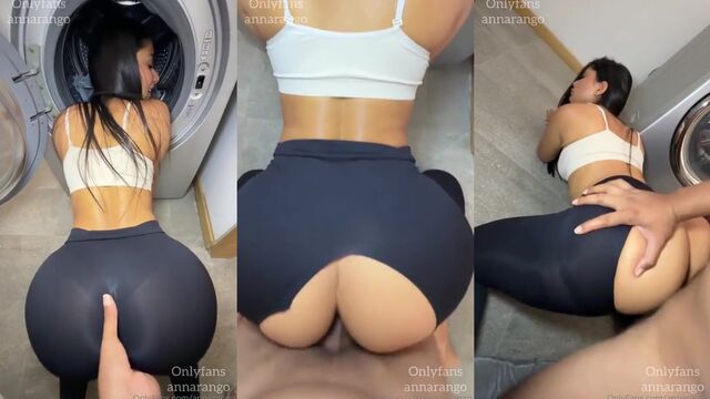 Latina babe gets her pussy washed in the machine