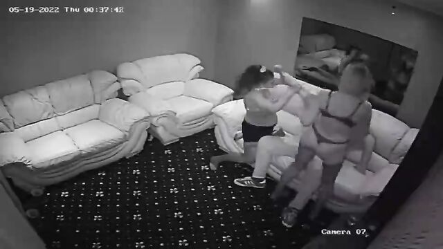 A hot strip club girl is being fucked by a security guard on camera