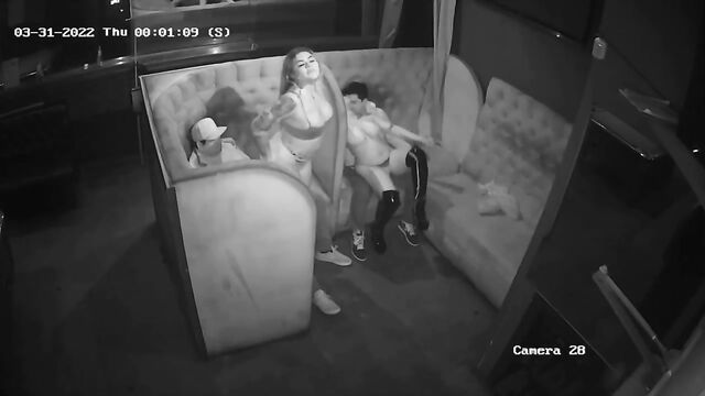 A strip club security camera caught a hot dancer in action