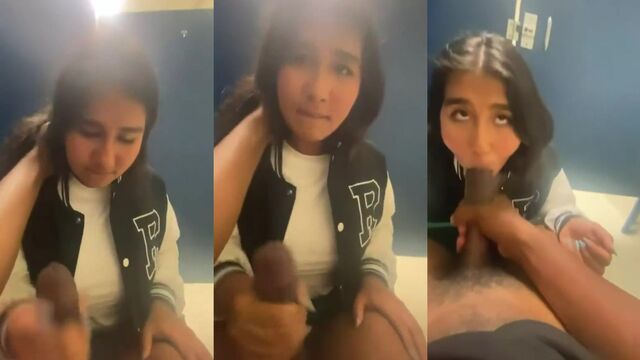 She got her face covered with cum in the bathroom stall