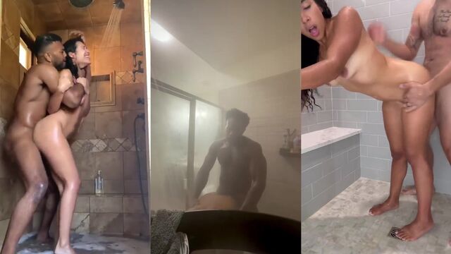 Ebony teen shower bait gets pounded hard in the tub