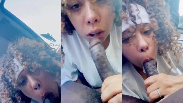 An ebony girl is fucking with her French boyfriend in the car