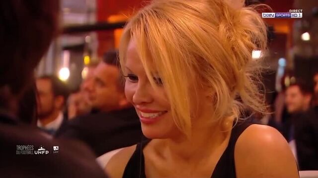 Adil Rami Pamela Anderson UNFP Trophy 2019 at Studio Gabriel on May 19, 2019 in Paris, France