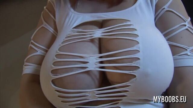 Alexsis Faye licks her massive Boobs