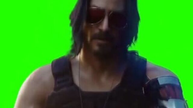 Киану Ривз и игра Киберпанк Кибер панк 2077 Cyberpunk 2077 Футаж зеленый фон