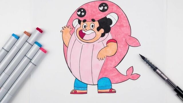 Steven Universe ¦ Steven Pink Whale Costume Drawing ¦ Cartoon Network
