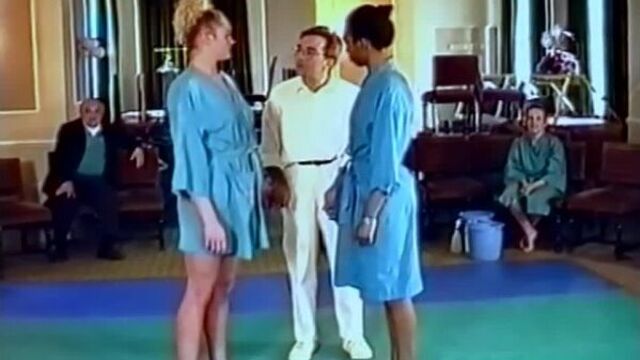 Festelle interracial wrestling