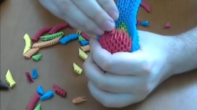 3д оригами - попугай ч2. (3D Origami Parrot (macaw) tutorial (instructions) part 2)