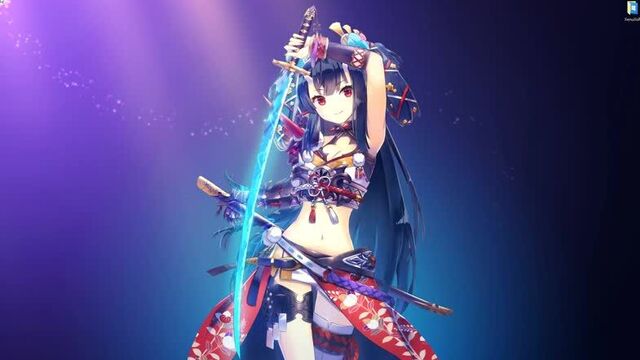 Аниме девушка с лазурной катаной - живые обои для Wallpaper Engine