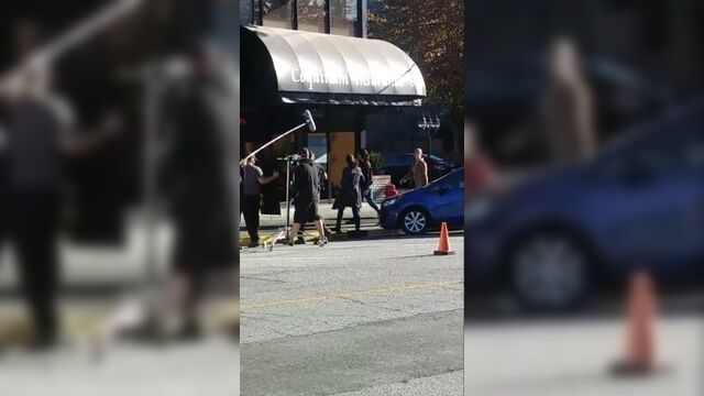 Melissa Benoist.. Nicole maines and Jesse Rath get out of car