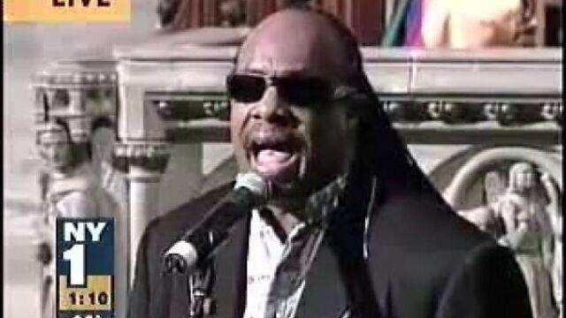 Stevie Wonder at Luther Vandross' funeral