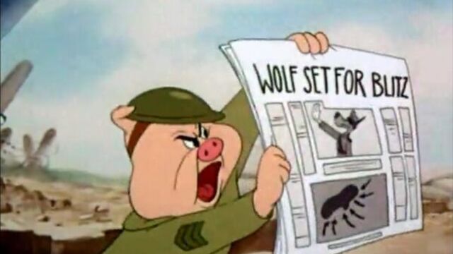 Три поросенка и волк Адольф / Blitz Wolf / 1942 / США / Текс Эйвери